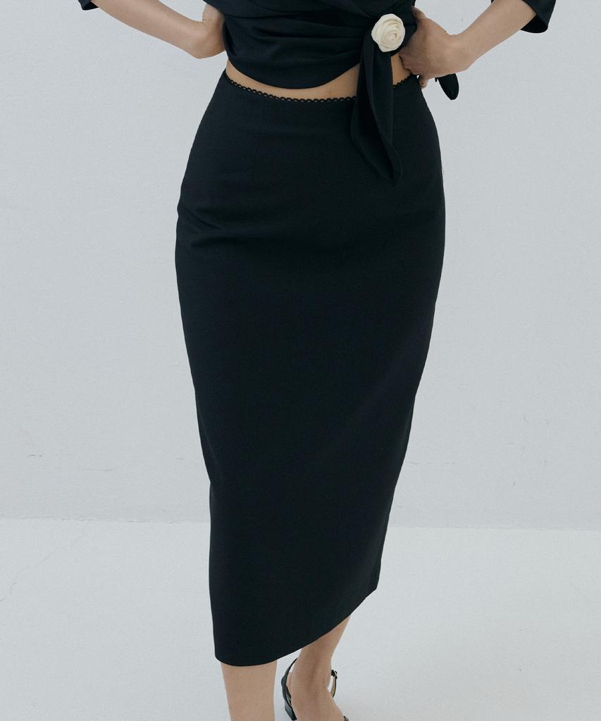 Lucirju Round Jacket + Lace Skirt Set (Black)