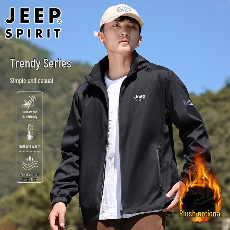 JEEP SPIRIT Men's Autumn/Winter Hooded Outdoor Jacket