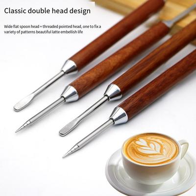 1PC Kaffee Latte Nadel Palisander Griff Gravur Nadel Phantasie Latte Nadel Gravur Stick Latte Utensilien Kaffee Utensilien
