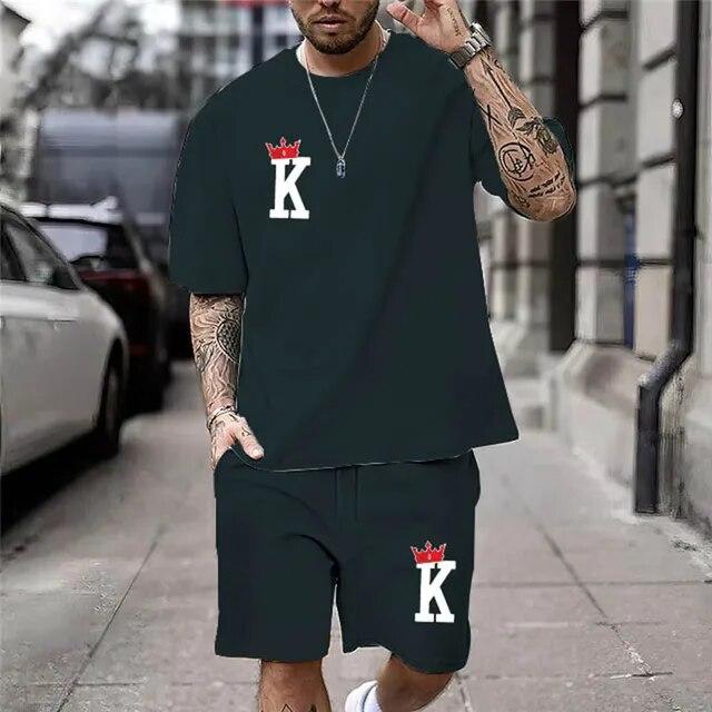 Ensemble T-Shirt Et Short Homme Motif Écossais - Tenue D'Été Respirante 2 Pièces Col Rond - Style Tendance Pour Loisirs Et Vacances