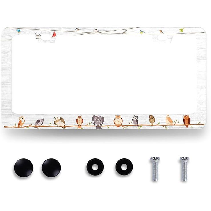 Blue Boho Flowers License Plate Frame Cute Floral License Plate Personalise Auto Parts For Men Women Car Decoration Stainless Steel Funny License