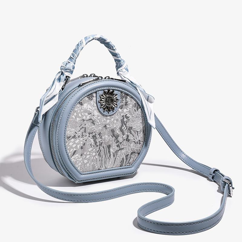 Hvauen Light Luxury High-end Small Round Bag Women's Spring and Summer New Messenger Bag