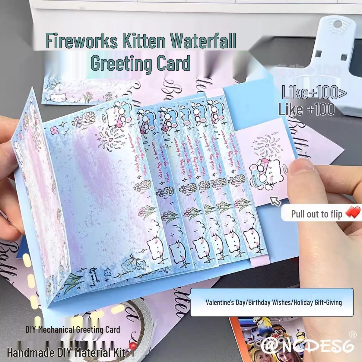 

День святого Валентина DIY Фейерверки Котенок Водопад Поздравительная открытка - Специальное предложение для новичков: 0.01 Почтовые расходы