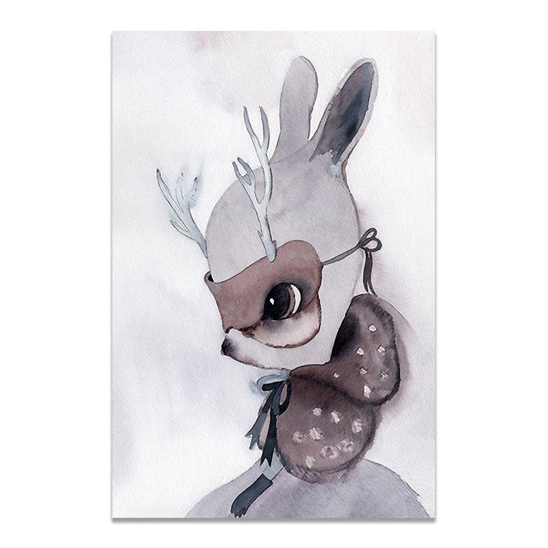 Moderne Nordic Kaninchen Mädchen Engel Wand Kunst Cartoon Leinwand Malerei Spray Farbe Kunst Poster Kinder Baby Kinderzimmer Wandmalereien