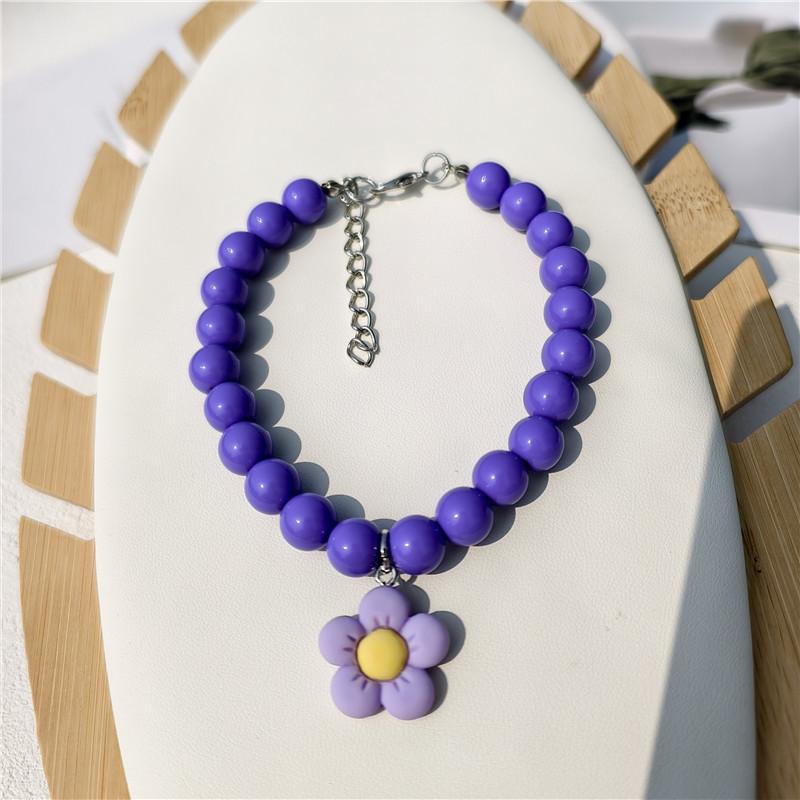 Macaron color matching pet necklace cat dog necklace Hyunya flower pendant small dog kitten collar neck jewelry