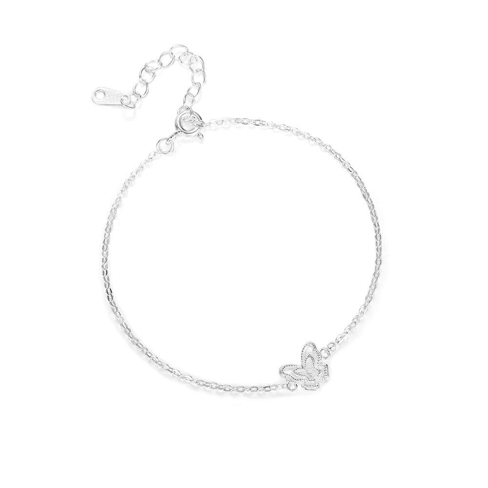 S999 Sterling Silver Elegant Butterfly Bracelet for Women - Light Luxury, Versatile, High-End New Style Hand Jewelry