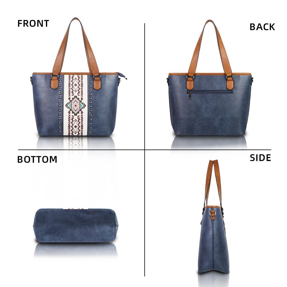 Pu European and American Retro Ethnic Style Tote Bag, A Large Storage Capacity Women's Bag, A Commuting Bag for Work