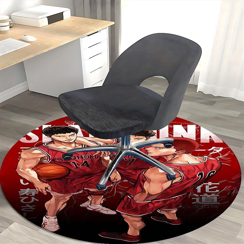 1pc Slam Dunk Anime Design Round Carpet - Perfect for Office Chair Mat