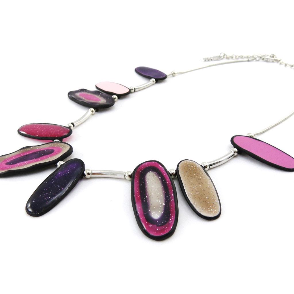 NOA [J2157] - Collier Créateur 'Coloriage' rose violet
