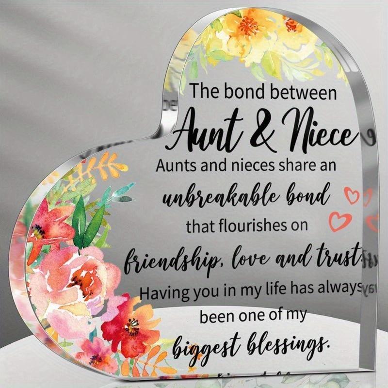 

Любимая тетя Сердце - Акриловый памятный подарок от племянницы/племянника чистый