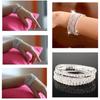 Wedding Elastic Rhinestone Stretch Bracelets,Twinkle Diamond Tennis Bangle,Band Silver Crystal Sparkling Bridal Stackable Bracelet