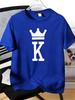Unisexs Tee Crown Letter K Simple Graphic Art Print Cotton Short Sleeve Male Casual Streetwear Outdoor Daily Basic Fashion Top Wear