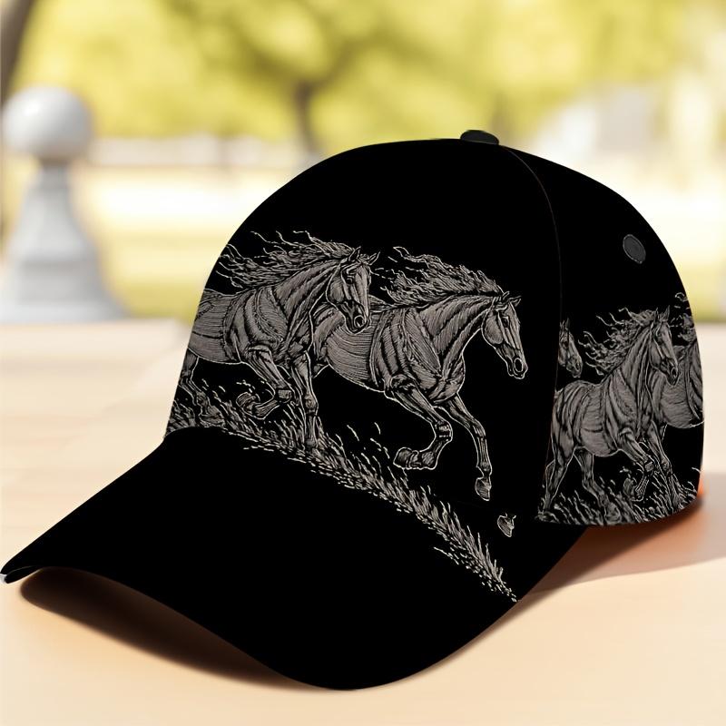 Freedom Outdoors Men's Galloping Horses Trio Print Classic Baseball Cap Stylish Adjustable Duckbill Hat Easy To Adjust Comfortable For All-Day Wear