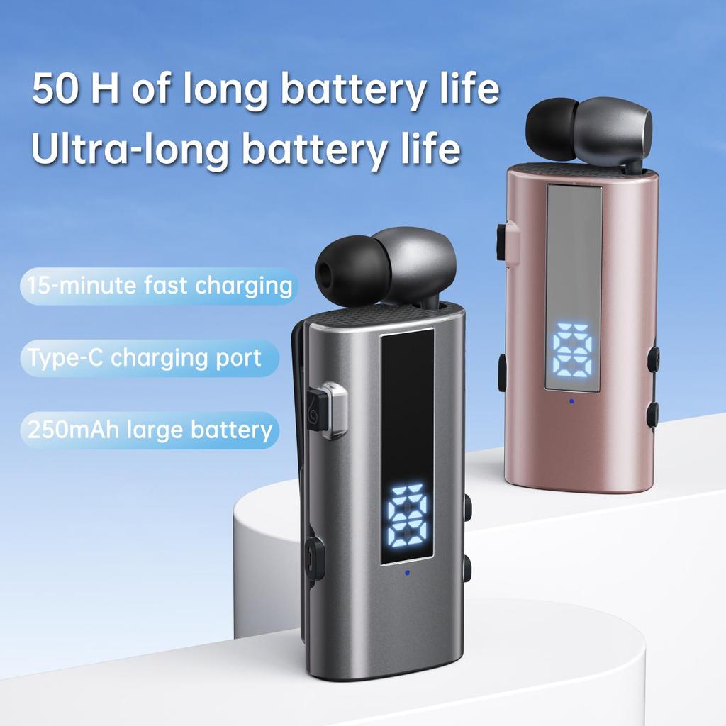 K92 Bluetooth 6.0 Lavalier Business Headset Call 30h/Music 50h Vibration Reminder LED Digital Display With Mic Wireless Earphone