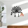 Lotus Key Holder 11.81 Inch Black Metal Wall Mount Decor for Home Office Outdoor Gift