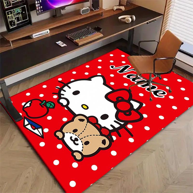 Custom HelloKitty Mat Personalized Name, Polyester Washable Indoor Entryway Rug, Gift for Christmas, Easter, Thanksgiving Day