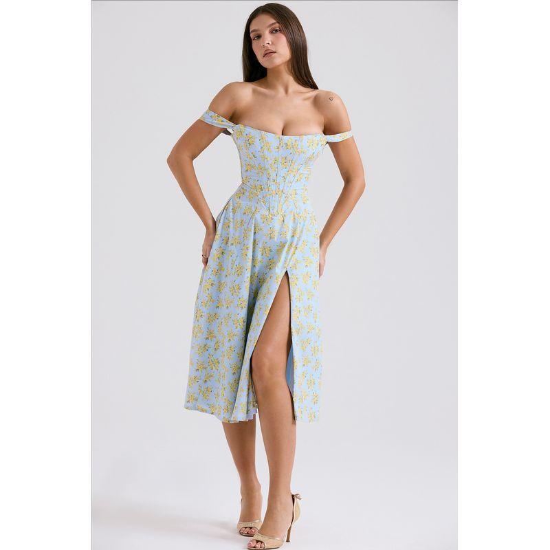 House of French Pastoral Sling Dress Drawstring