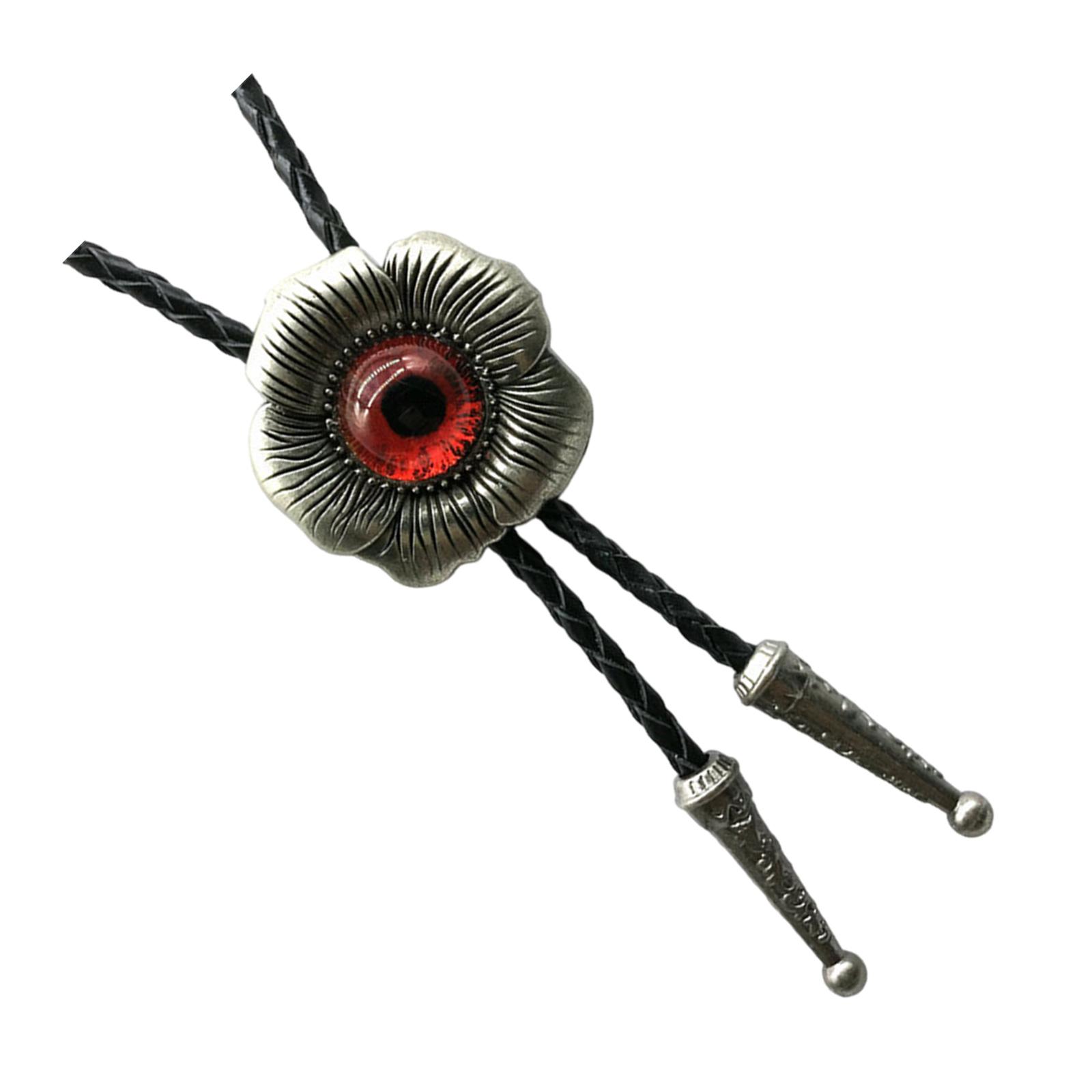 

Men Women Bolo Tie Western Flower Evil Eyeball Pendant Shirt Chain Collar Necktie Braided Leather Rope Jewelry Necklace вино красного