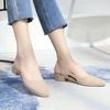 Women's Summer New Low Heel Slip On Sandals Soft sole Non Slip Waterproof Shallow Pointed Toe Match Skirt Sandals Beach Sandals
