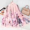 Silk Scarf Folral Women Summer Hijab  Luxury Print Sunscreen Shawl Wraps Bandana Ladies Head Scarves Large Foulard Echarpe