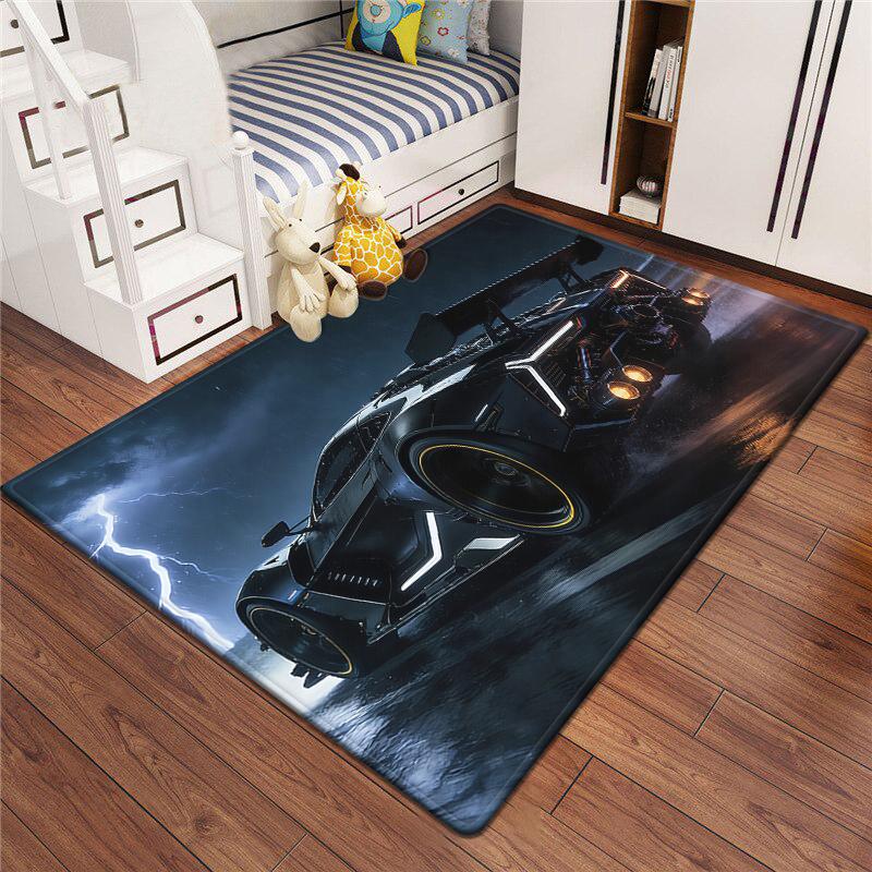 Racing Car Rug Multi-size Anti-Slip Polyester Carpet High-Definition Sport Car Print Modern Living Room Kids Game Room Decor Mat