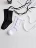 2 Pairs Jk Mid Tube Women Lace Up Socks Fashionable Versatile Black White Solid Color Cross Straps Comfortable Breathable Socks