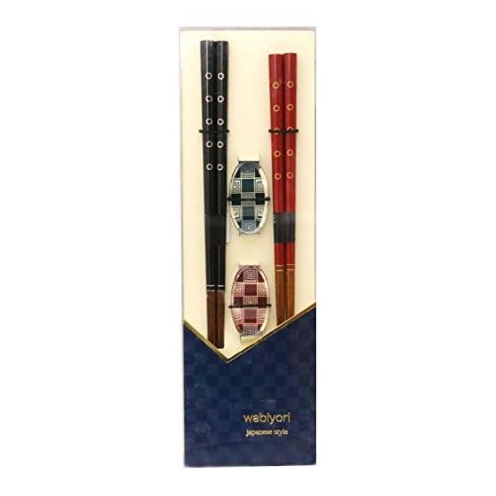 Ishida WABIYORI Gassan Chopsticks Set with Chopstick Rests - Perfect for Couples, Wedding Gifts, and Souvenirs (2 Pairs, 23cm/21cm, Natural