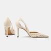 Woven Cutout Breathable Slip-on Non-Slip Heels Fashion Metallic Pointed Toe Stiletto Single Shoes