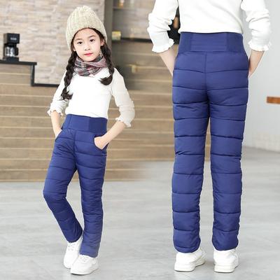 Winter Girls Boys Trousers Toddler Kids Cotton Padded Thick Warm Full Length Casual Pants Clothes