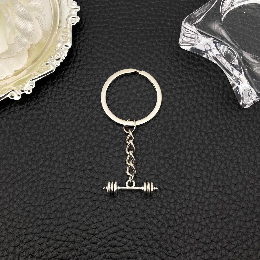 Hot-Selling Ancient Silver Barbell Alloy Keychain Pendant