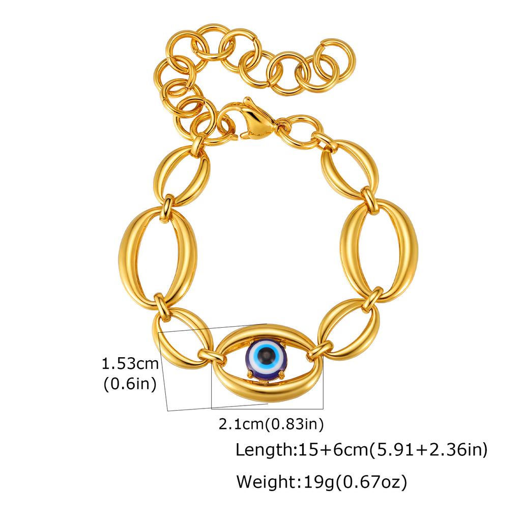 Fashion Accessories Stainless Steel Size Oval Geometry Handmade Chain Bracelet Electric Gold Ladies Accessories 2164
