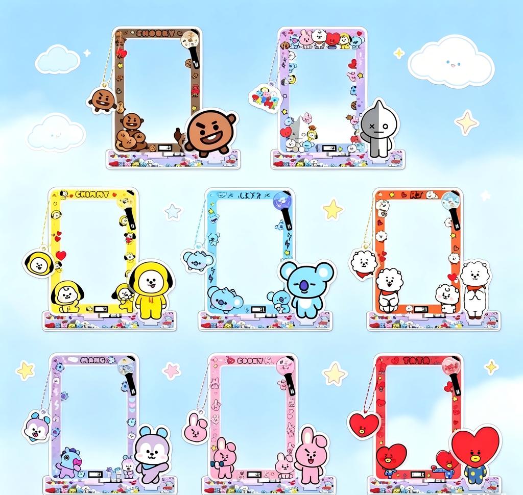 Bt21 Cartoon Card Insertion Frame, Small Card Storage Pendant, Standing Desktop Decoration, Star Periphery