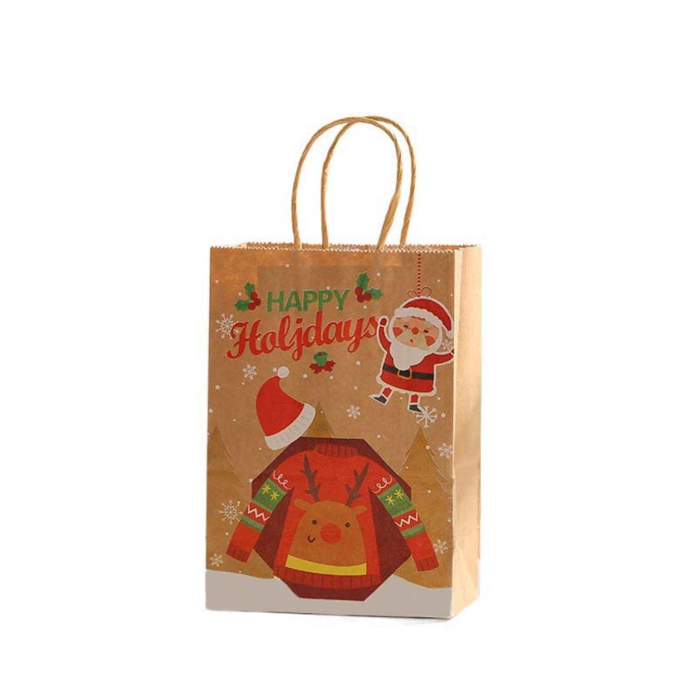10Pcs Kraft Paper Gift Packaging Bags Reusable Tote Bag Practical Christmas Gift Bag  New Year