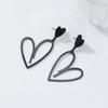 Fashionable Black Heart Dangle Earrings Retro Style Jewelry Ear Accessories Jewelry for Music Festivals and Party Looks