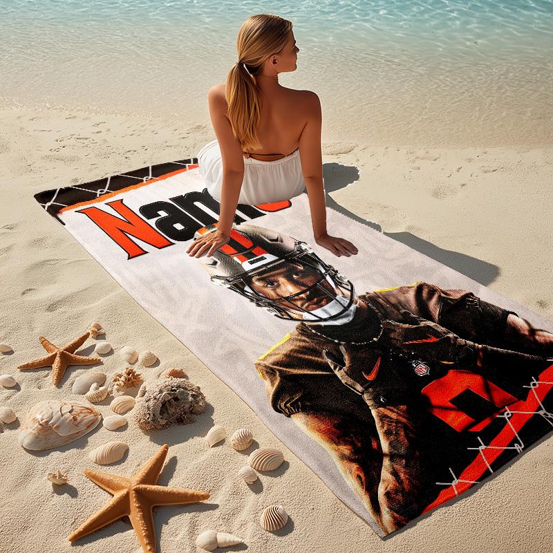 Personalized Name Football Player Printed Beach Towel,a Quick-drying, Absorbent Mat Suitable for the Beach, Pool, Gym, and Travel Fans Gift 55
