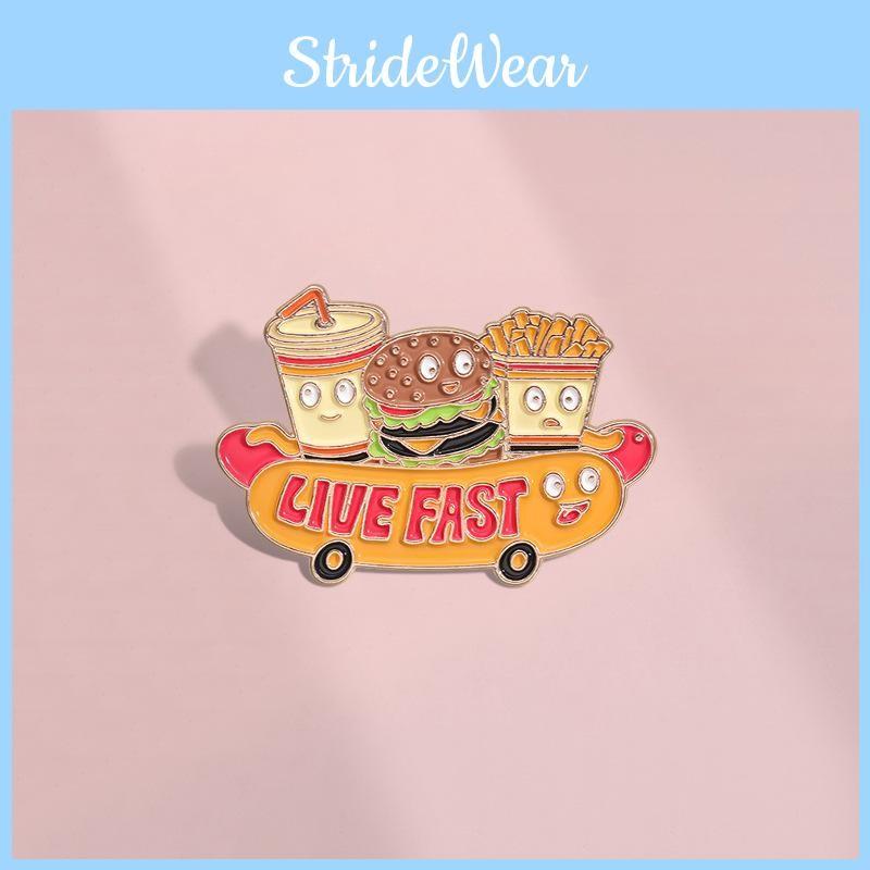 Distinctive Cartoon Food Brooch Stylishly Designed With Hamburger Fries And Hot Elements Dog