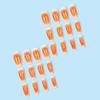 24 Pieces Orange Gold Fake Nails 3D Gold-Plated Pearl Luxury Design For Party And Festival