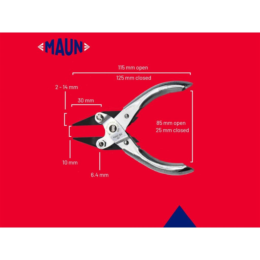 Maun Snipe Nose Parallel Pliers, Smooth Jaws 125mm