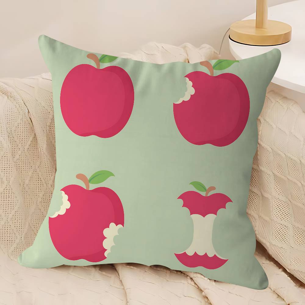 Cartoon Apple Simple Pillow Covers Cartoon Sofa Decorative Home Double-sided Printing Short Plush Cute Cushion Cover