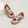 Johnature Mixed Colors Casual Lace-up Flats Genuine Leather Versatile Soft Soled Women's Shoes