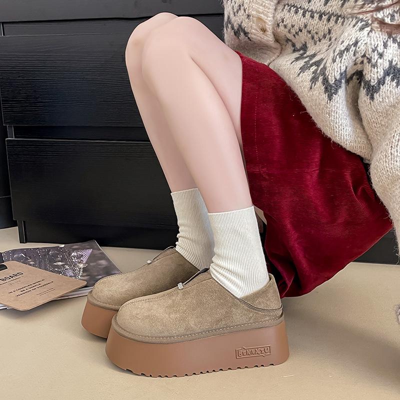 Fashion Thick Soled Anti Slip Snow Boots Women Winter 2025 New Height Bread Shoes with Plush Insulation Elastic Mouth Cotton Shoes