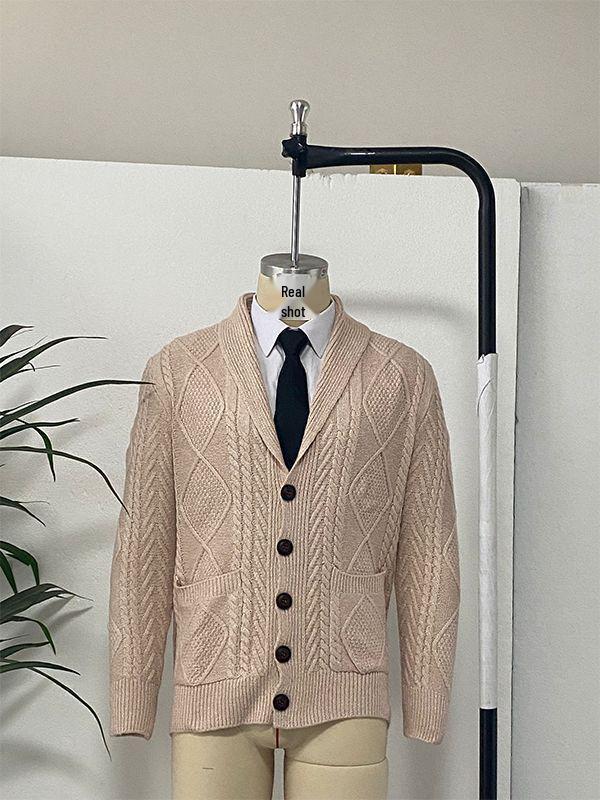 Men's Korean Style Knit Cardigan - Long Sleeve, Autumn Casual, Solid Color Sweater