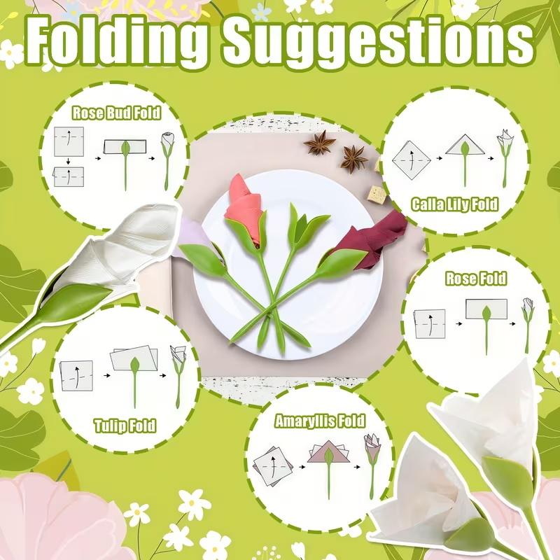4/10/20x Bloom Napkin Holders Table Green Twist Rose Flower Buds Serviette Holder