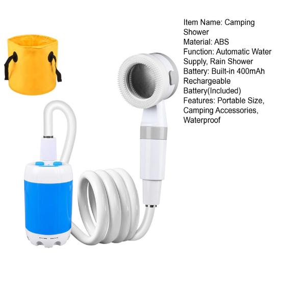 Portable Camping Shower USB Rechargeable Outdoor Hiking Camp Shower Pump Car Washing Pet Cleaning RV Traveling Electric Shower Head Sprayer
