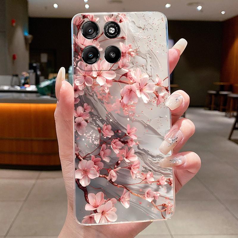 For Motorola Moto G57 Power / G67 Power 5G Case Clear Luxury Fashion Butterfly Flowers Soft TPU Silicone Casing Protective Cover
