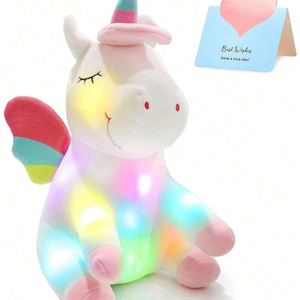 9.8'' Light Up Unicorn Stuffed Animal Soft Plush Toys With Colorful LED Night Light Soft And Cute Unicorn Stuffed Animal Glowing ,Without Batteries,