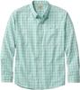 LL Bean Organic Cotton Seersucker Long Japan Pale 1000182635 Men's Shirt, Sleeve, Plaid, Fit, XL, Turquoise, Blue,