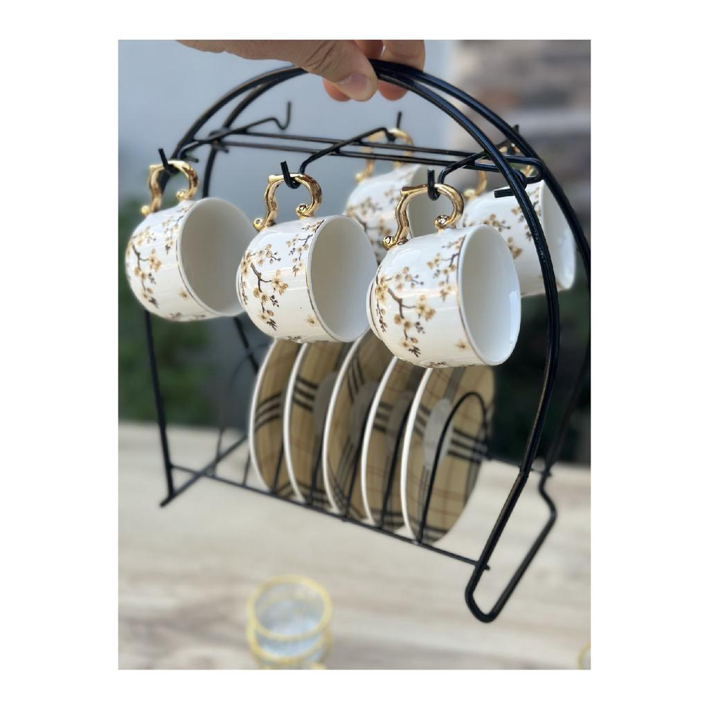 Set de prezentare cafea din portelan 25 bucati (galben)