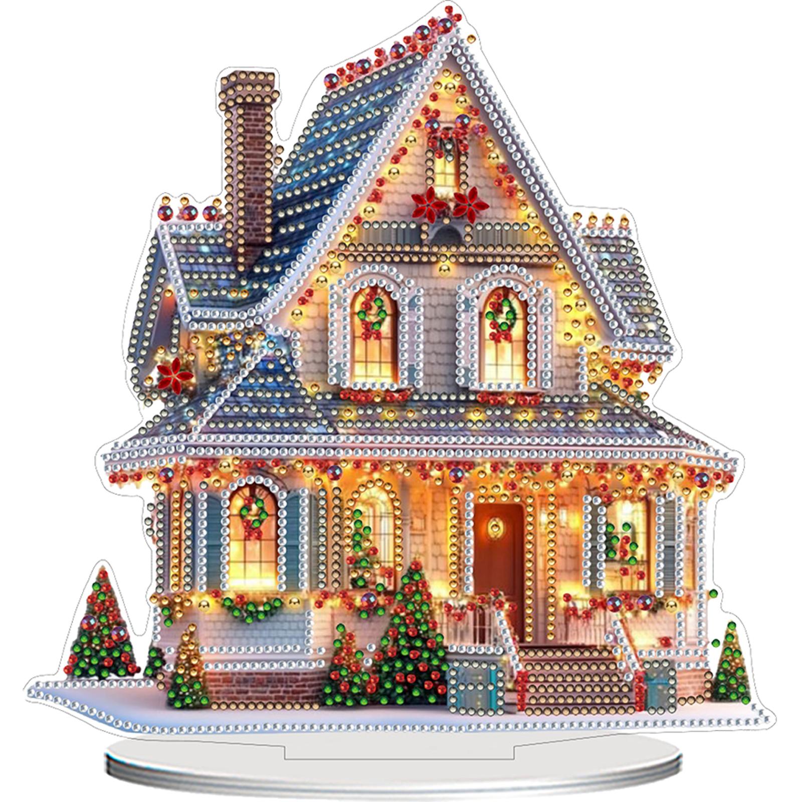 

2D Flat Print Xmas House DIY Diamond Painting Tabletop Ornaments Kit 2D/Flat Xmas House DIY Diamond Painting Desktop Decorations
