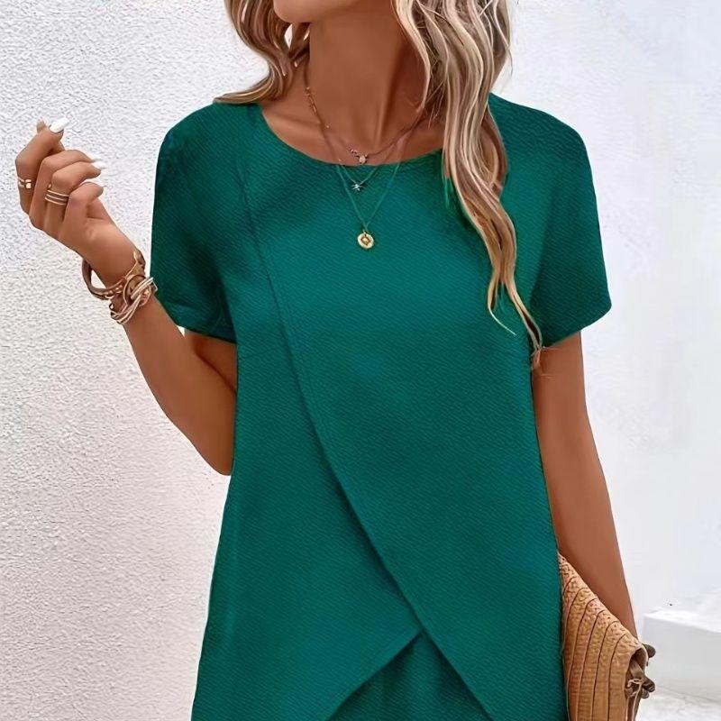 Short Sleeve Suit Pants2025 Summer European and American Women Clothes Western Style Age Reduction Solid Short Sleeve Set